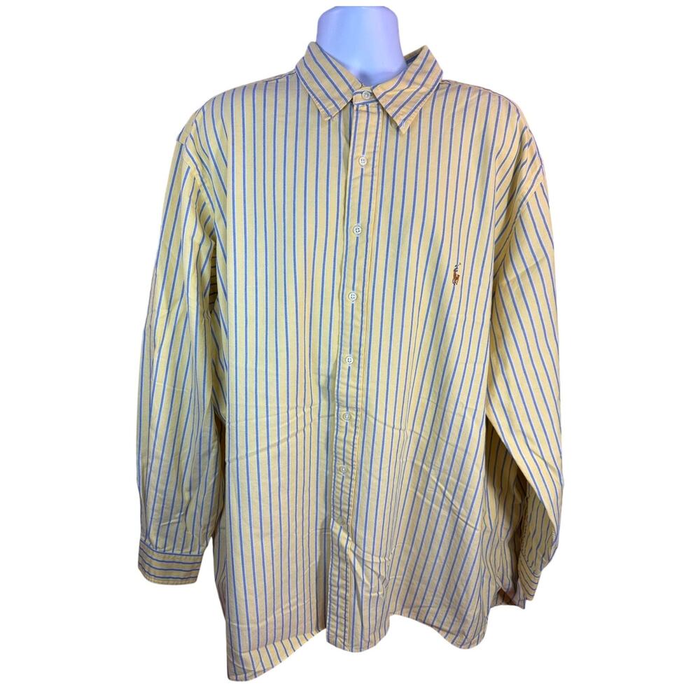 Polo Ralph Lauren Yellow Blue Stripe Classic Fit Button Down Shirt Size 3XLT